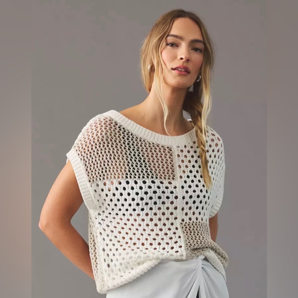 Anthropologie Open-Stitch Sweater Tee